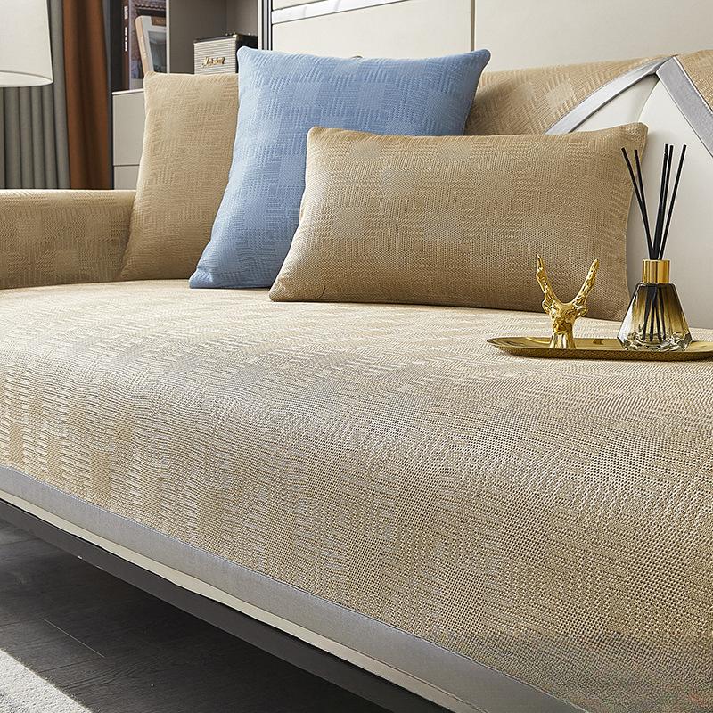 Summer Ice Silk Cool Sofa Cushion Non-Slip Sofa Cushion Summer Leather Cushion Light Luxury Sofa Cover Cloth Cover Cover