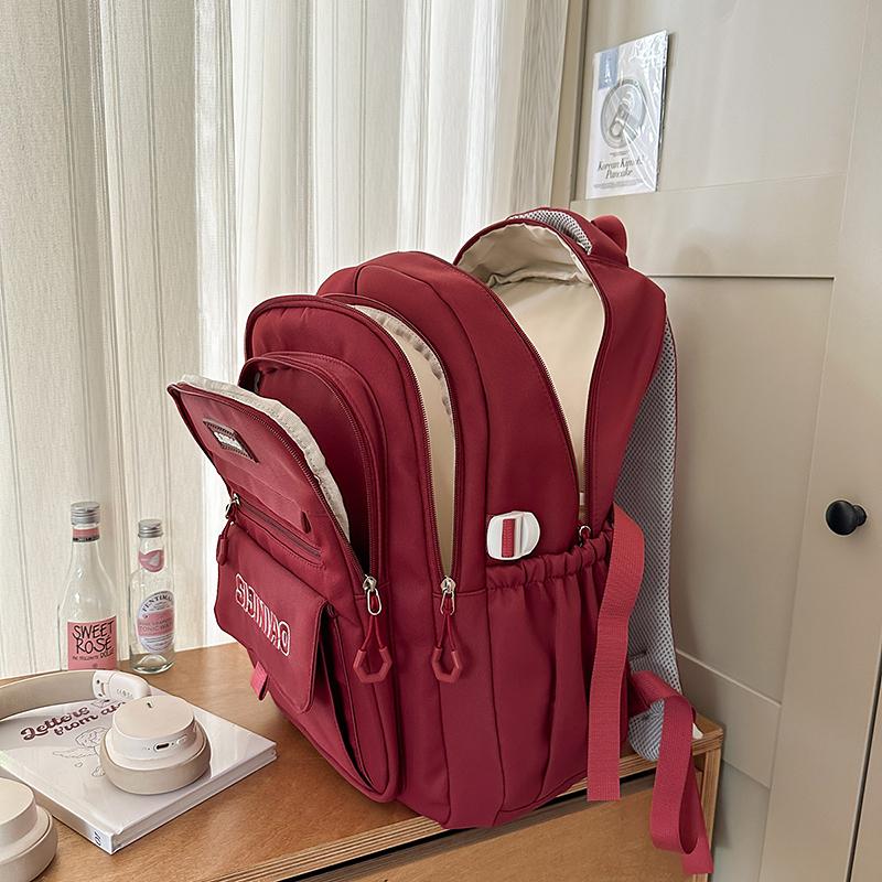 Girls Letter Backpack High School Students Schoolbag