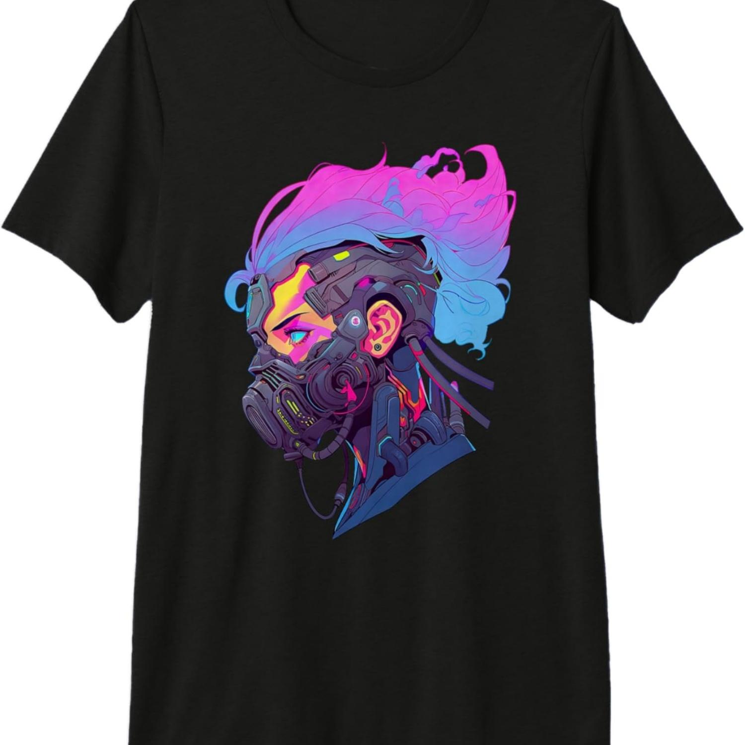 CYBERPUNK GASMASK RAINBOW TECH Premium T-Shirt S