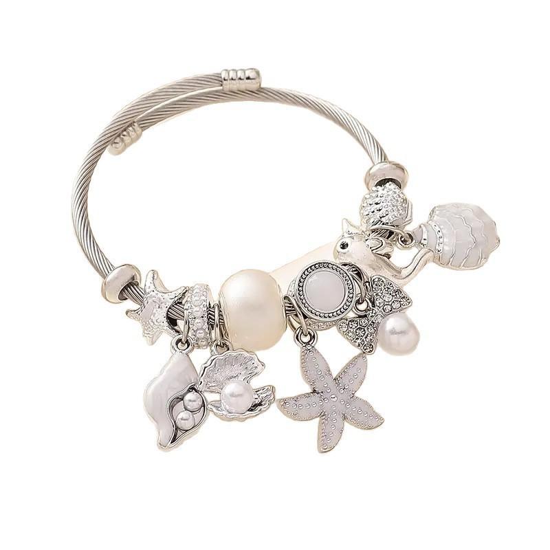 Ocean Starfish Beaded Bracelet With Shell Dolphin Heartshaped Jewelry For Women