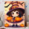 Pearl Painting DIY Kit Frameless Halloween Witch Pumpkin Cat Pattern Shiny Bead Art Canvas Creative Wall Decor Gift Craft Home Art
