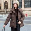 2025 Korean Style Thickened Hooded Down Jacket - Warm, Loose, Waist-Slimming Fashion Outerwear
