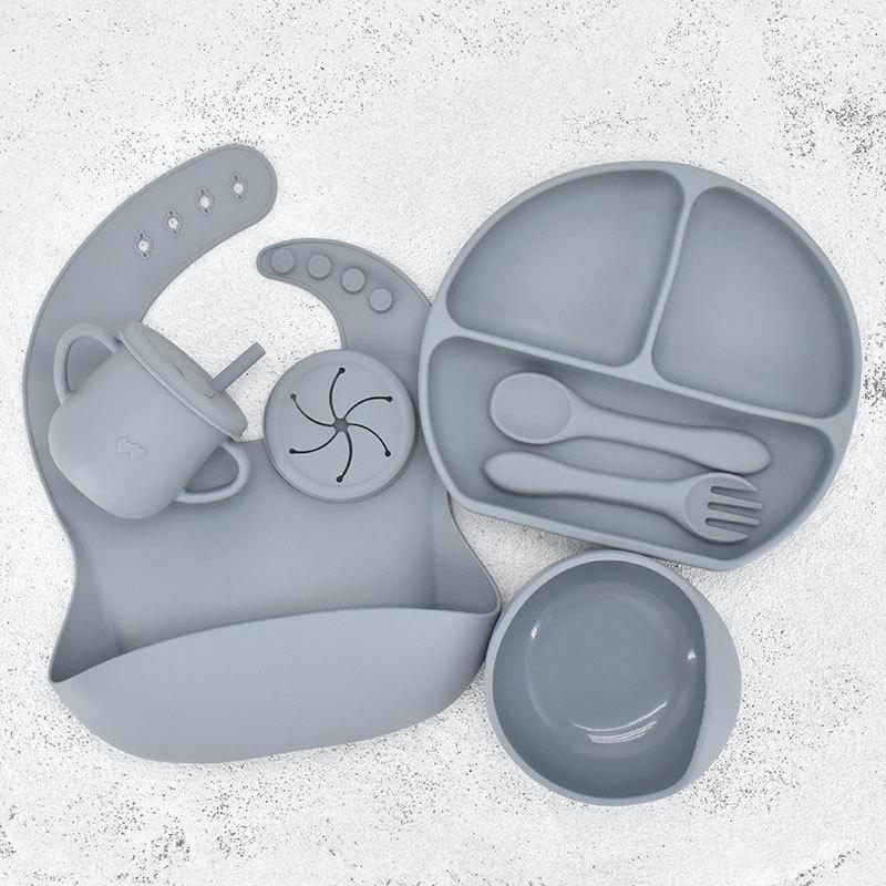 Children's Silicone Feeding Plate Set - Divided Three-Section Baby Plate