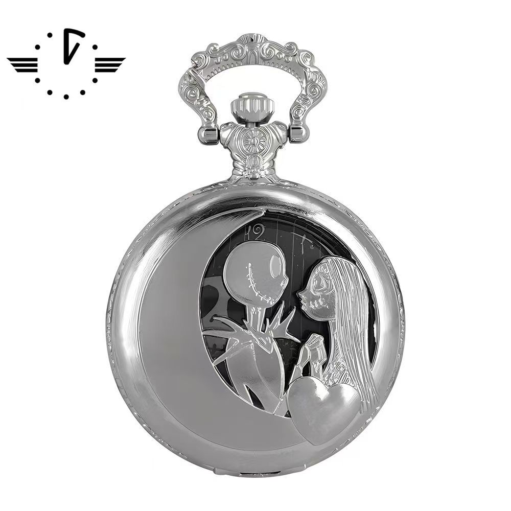 Vintage Bronze Pocket Watch Box Set Men's Quartz Movement Stainless Steel Case the Nightmare Christmas Inspired Birthday Gifts
