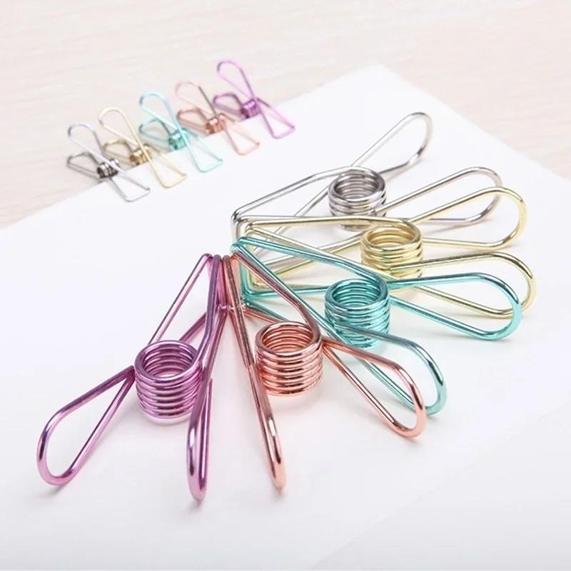 Cute Mini Metal Colorful Clip Binder Envelope Bookmark Writing Paper File Clips Office School Tool Desk Organizers Decorative