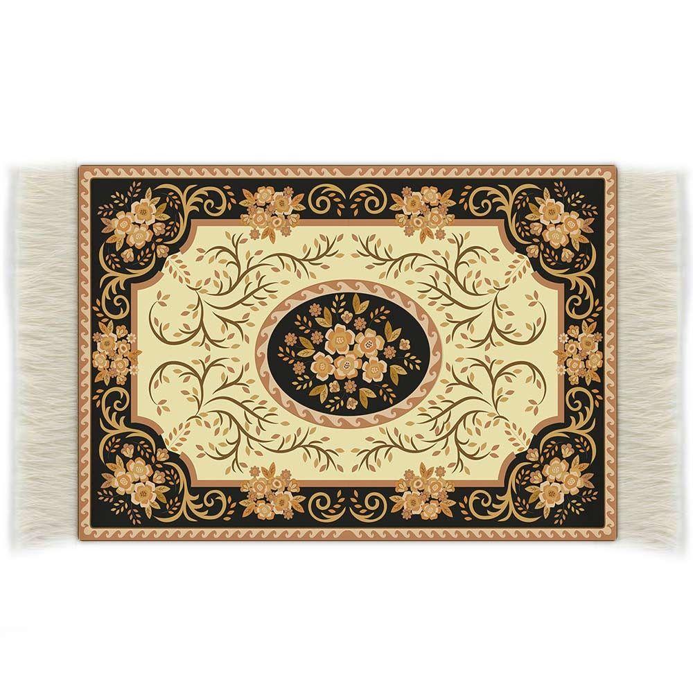 90*110mm Floral Pattern Cup Mat Multicolor Mini Floor Coverings Gift Miniature Weaving Rug