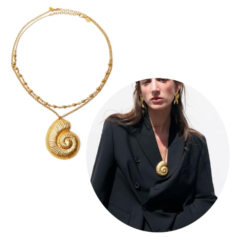 Collier à pendentif conque punk pour femmes filles gothique doux cool chaînes clavicule grossières double couche accessoires Y2k bijoux