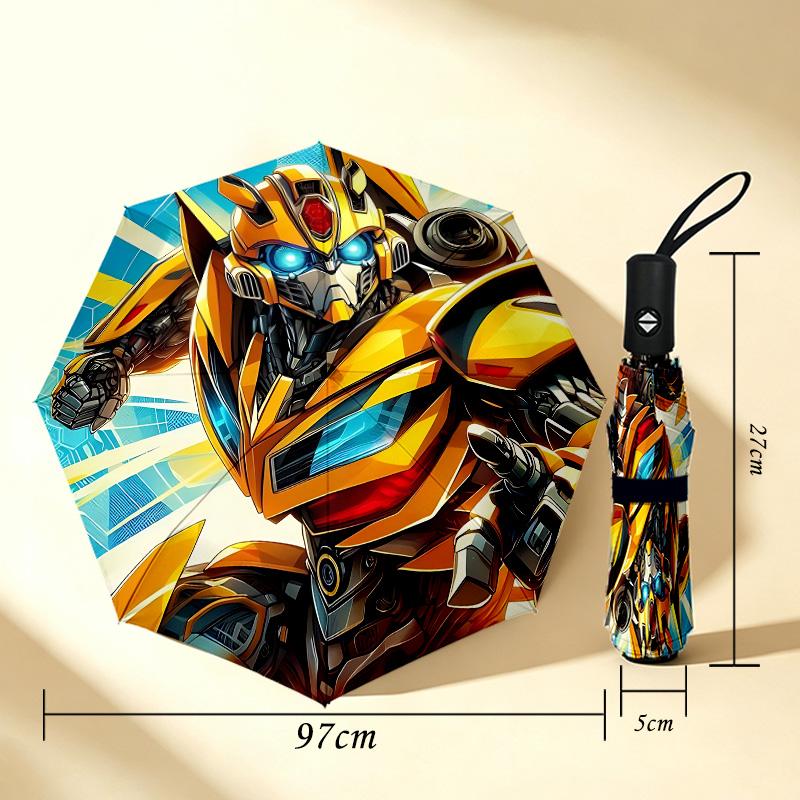 Transformers Adventure 8 Ribs 3Fold Black Glue Uv Protection Umbrella Sun Protection Rainproof Compact Folding Umbrella For Travel Daily Use C923746