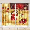 Festive Christmas Print Curtains Piece Polyester Set Bedroom Living Room Study Decor Holiday Window Treatment Made Of