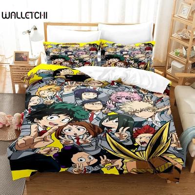 Nuevo Juego de Cama My hero academia Individual Twin Completo Queen King Size Kawaii Juego de Cama Adulto Niño Dormitorio Juegos de Funda Nórdica Anime 3D
