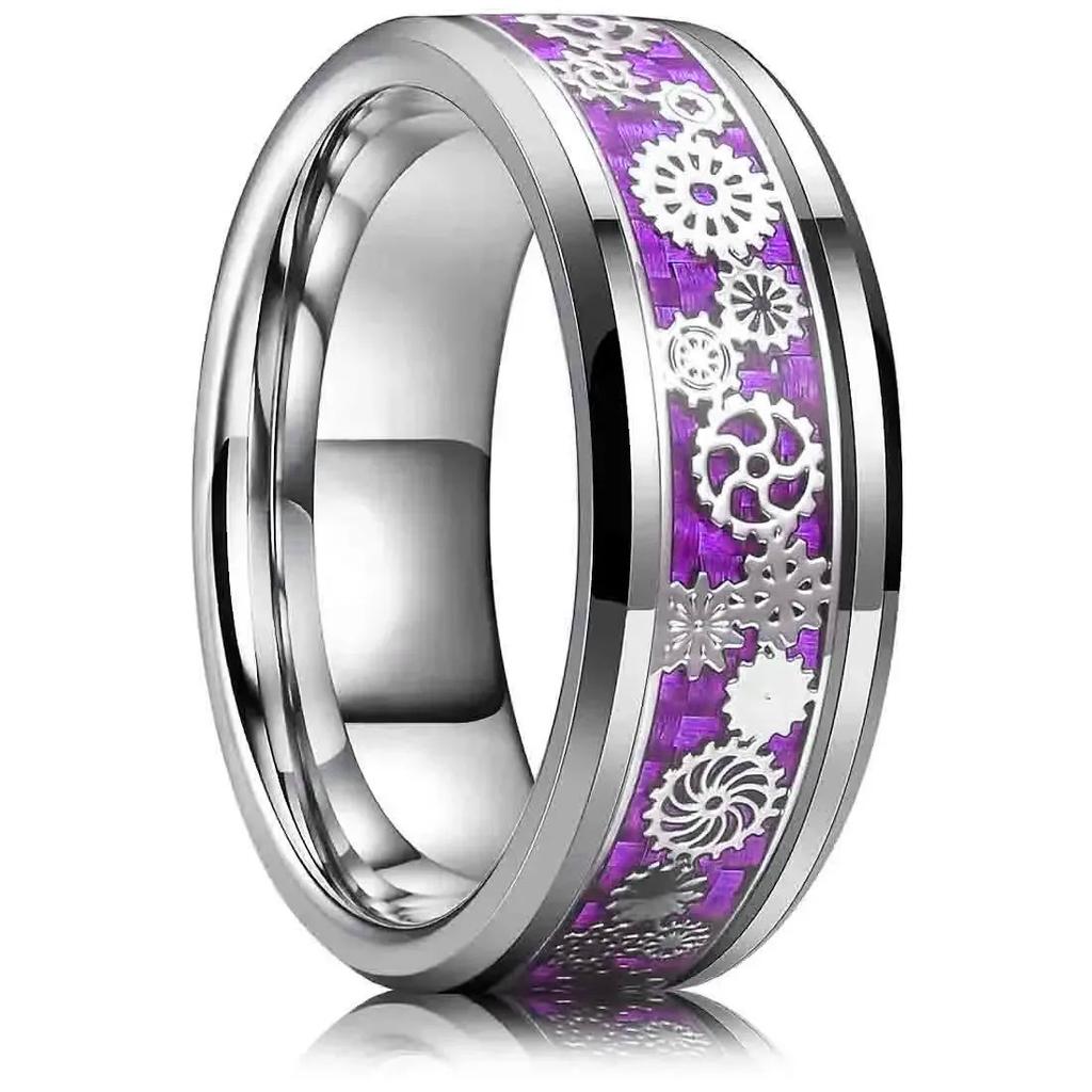Fashion 8MM Men Stainless Steel Nordic Celtic Dragon Rings Inlay Green Carbon Fiber Rings For Men Women Wedding Party Jewelry