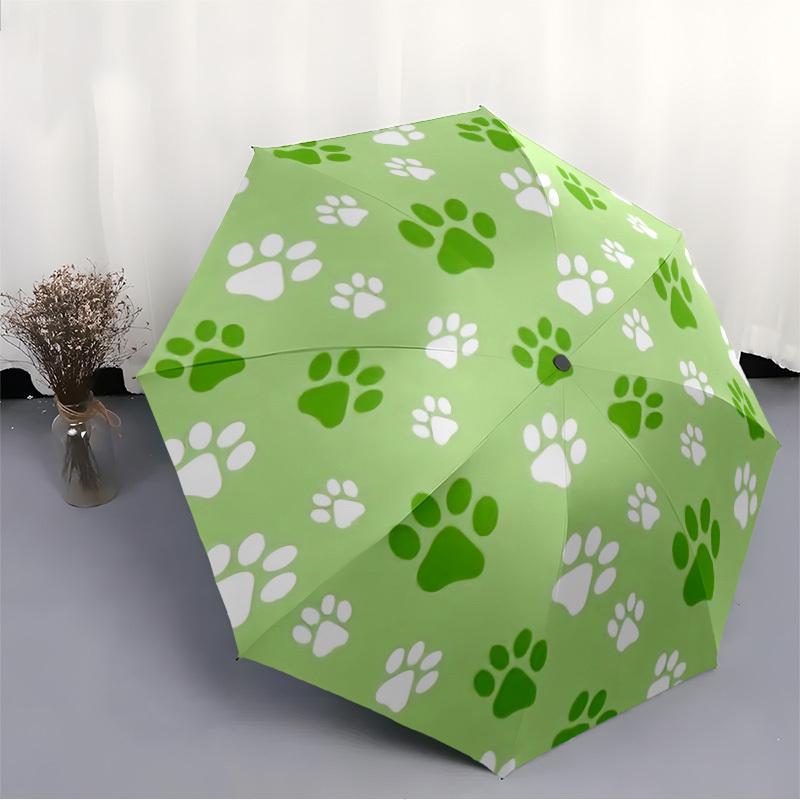 1pc Paw Prints Automatic Open 8-Rib Windproof Umbrella, Travel & Commuting, Suitable for All Seasons