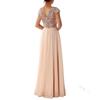Summer New Foreign Trade Dress New V-neck Sequin Chiffon Patchwork Evening Dress Party Vacation Style Casual Dress