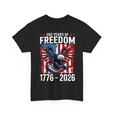 250 Years of Freedom 1776 2026 Patriotic Bald Eagle USA Flag Unisex TShirt Unisex T-Shirt