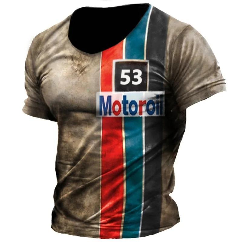 Vintage Motorcycle T Shirt For Men 3d Print Mobil Short Sleeve T-shirts Retro Men's Racing T-shirt Oversized Biker Tees Tops 66