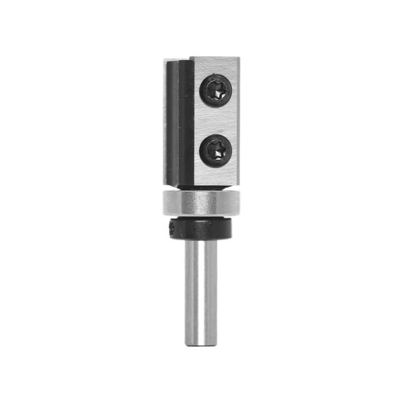 Reversible Plates Flush Cutter 8 mm Shank, Flush Cutter with 2-Sided Interchangeable Carbides Flush Trimming Router Bit