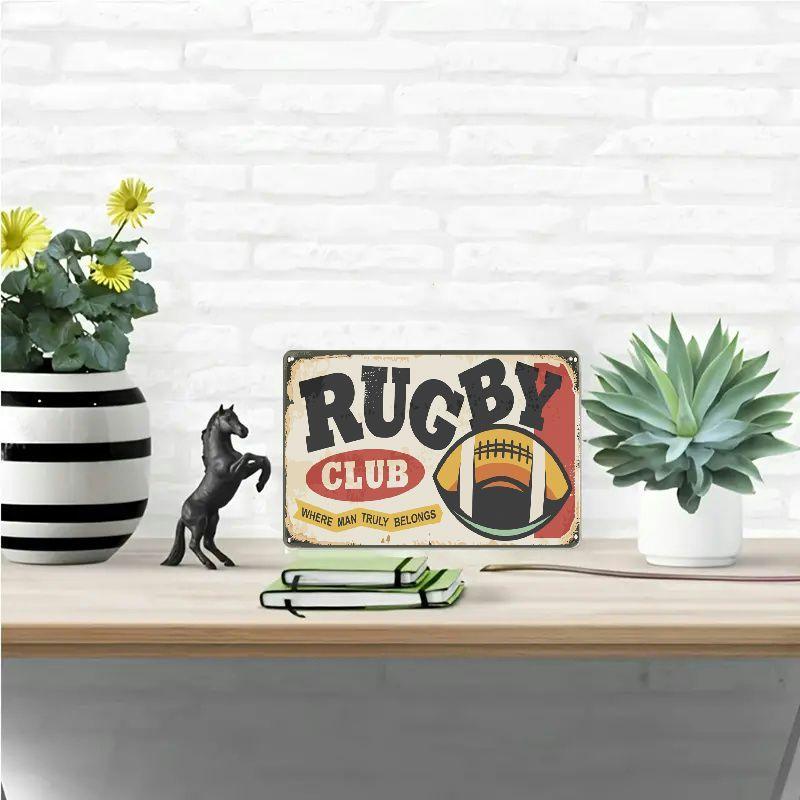 1pc 30*20cm Wooden Rugby Club Sign, Multipurpose Outdoor Decor For Garage, Porch, Cafe, Bar, Man Cave, Farmhouse Kitchen, Rustic Home Decor