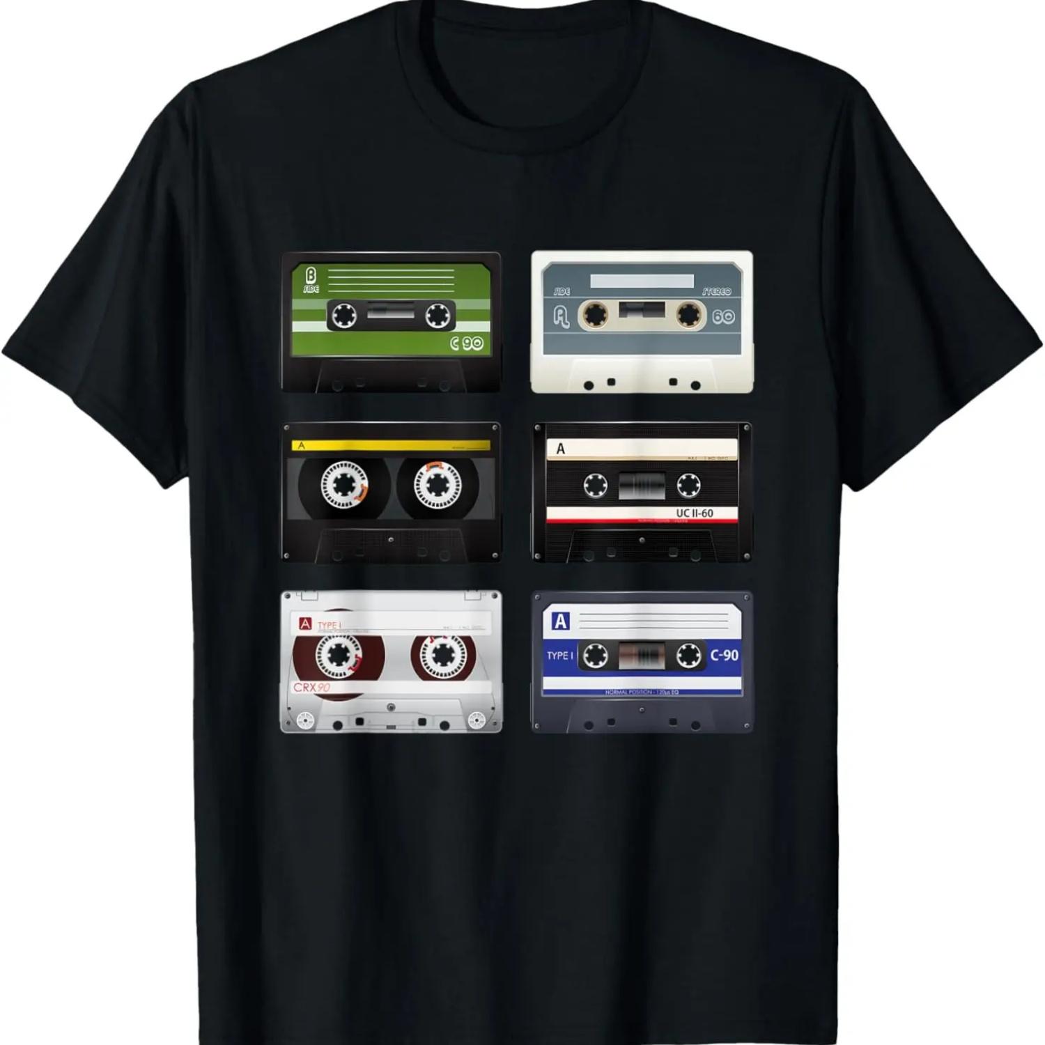 Retro Cassette 80 s Costume 90 s Costume Tape Gift T-Shirt S чёрный