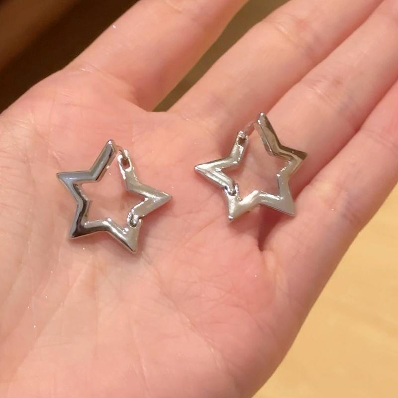 2025 Minimalist Sliver Color Star Stud Earrings For Girls Women Fashion Pentagram Piercing Earings Y2k Zircon Gifts