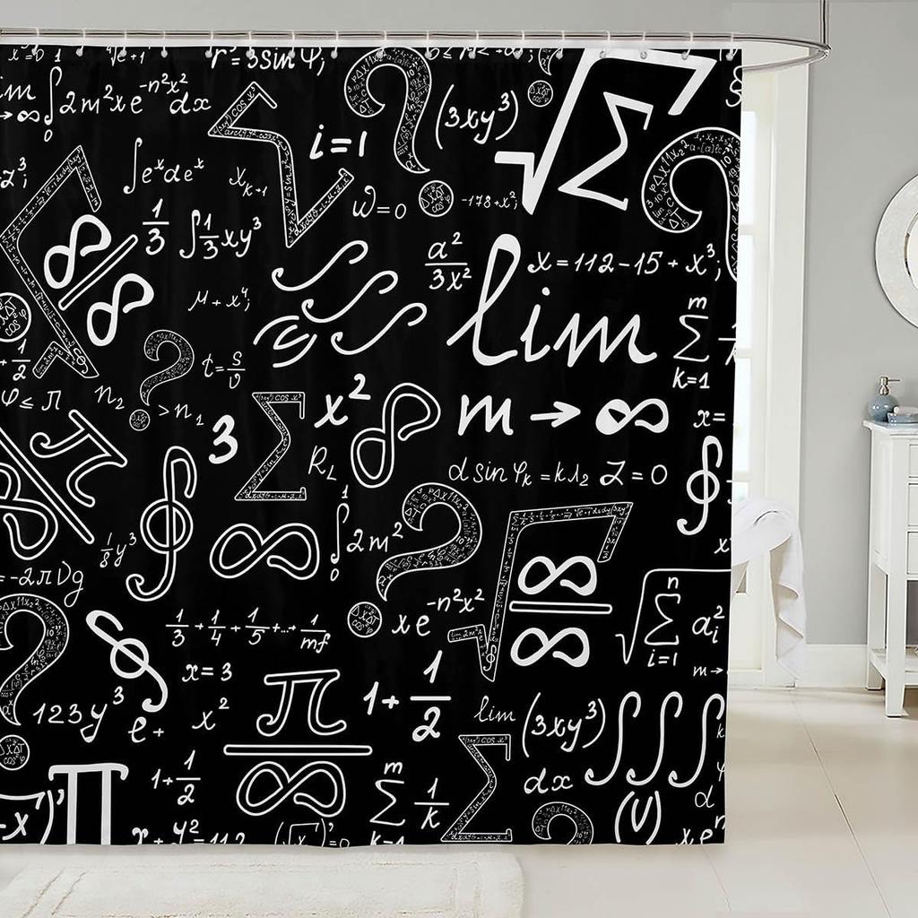 Math Equation Shower Curtain Study Mathematics Geometry School Art Polyester Bathroom Decor Formula Illustration Bathtub Curtain