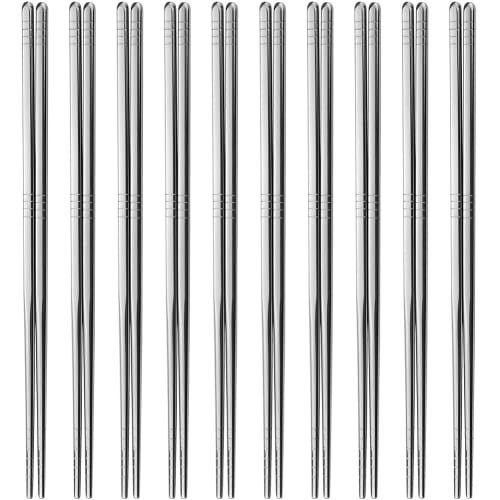 AOOSY Chopsticks, Set of 10, 24cm, Stainless Steel, Korean Metal, Vacuum-Sealed, Lightweight, Korean Tableware, Made In Our Own Factory, Mirror Finish