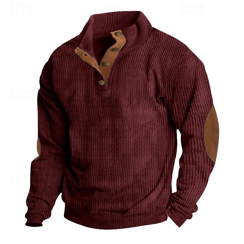 Men's Pullover for Autumn and Winter, Suede Lapel Striped Sweatshirt, Casual Striped Knitted Shirt for Young People