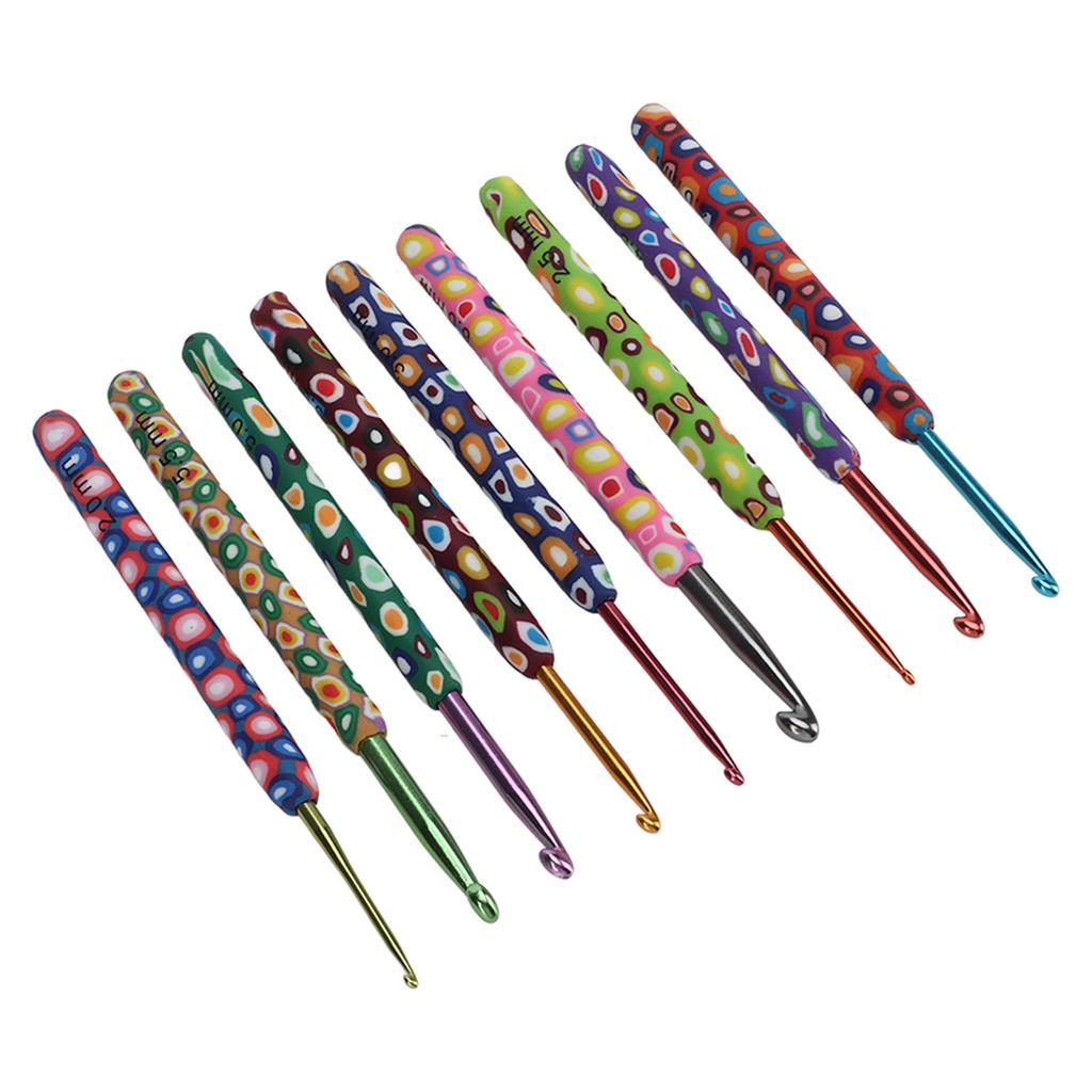 9PCS Crochet Hooks Colorful DIY Handcraft Ergonomics Crochet Hook Crochet Needle for Beginners for Relieve Stress