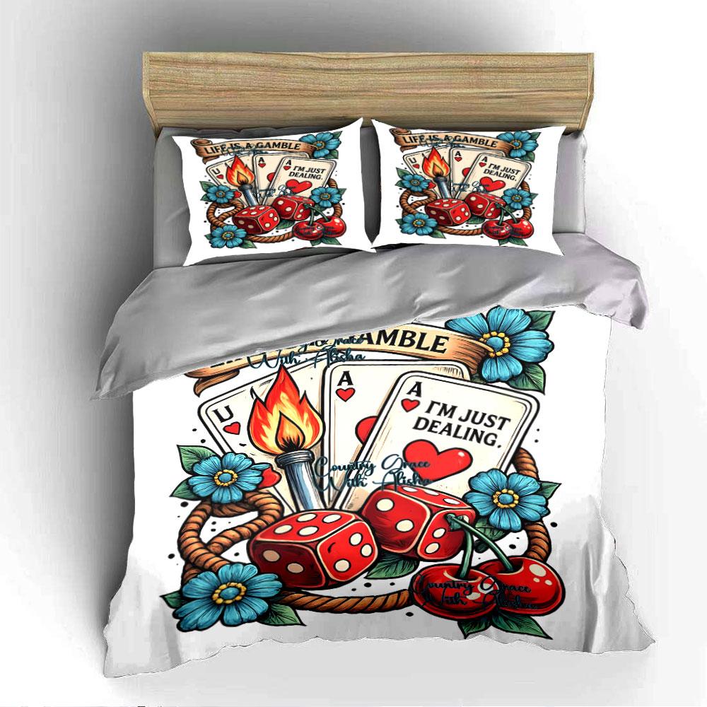 Life Is a Gamble Design Set Bedding Duvet Cover Set Duvet Cover Pillowcases (1*Duvet Cover 2*Pillowcases, Without Duvet Insert)