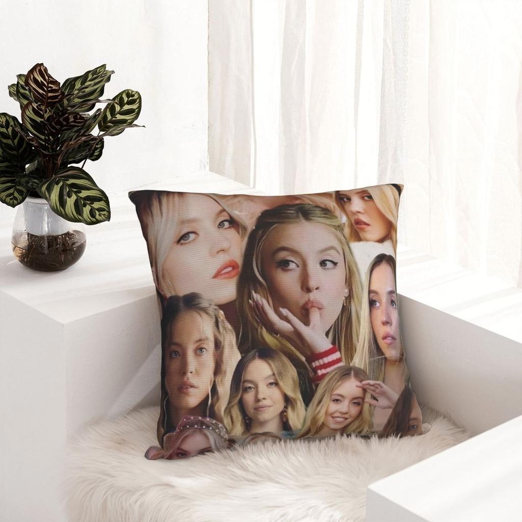 Sydney Sweeney American Actress Photo Pillow Cover Cushion Cover Square Pillow Case Pillowcases For Sofa Bedroom Home Decor