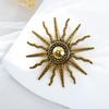 New Fashion Alloy Brooch Sun Star Design Lapel Pins Coat Suit Badge Safety Pin for Women Vintage Jewelry Accessory Gifts