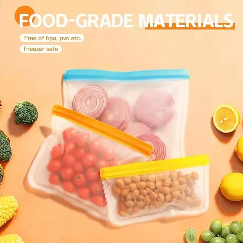 20PCS Reusable Thick Silicone Food Storage Bags Zip Lock Freezer Bag Leak Proof