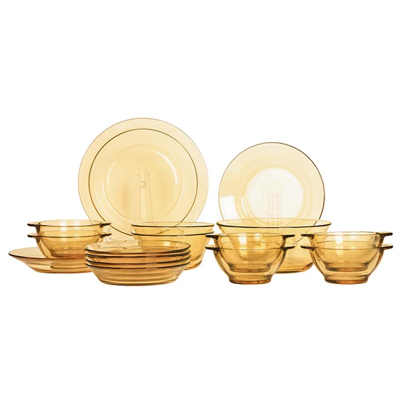 PYREX Corning Belle 16-Piece High-Temperature Glass Dinnerware Set