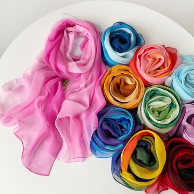 160 * 50cm Summer Women'S New Medium To Long Scarf Shawl Breathable Sunscreen Fashionable Versatile Premium Silk Scarf