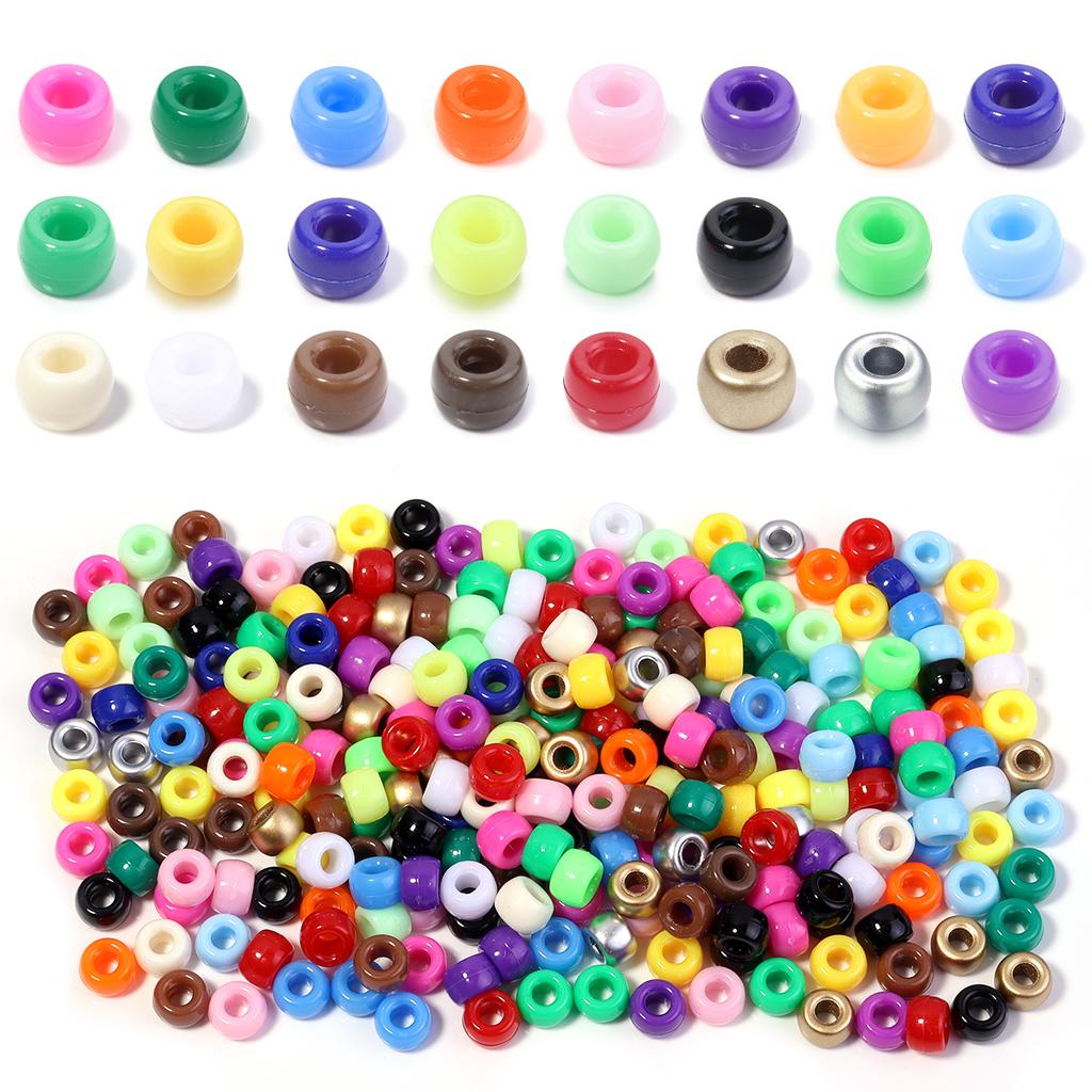 200pcs/lot 9mm Mix Color Acrylic Beads 4mm Big Hole Round Loose Beads For Jewelry Making DIY Necklace Bracelet Craft Accessories