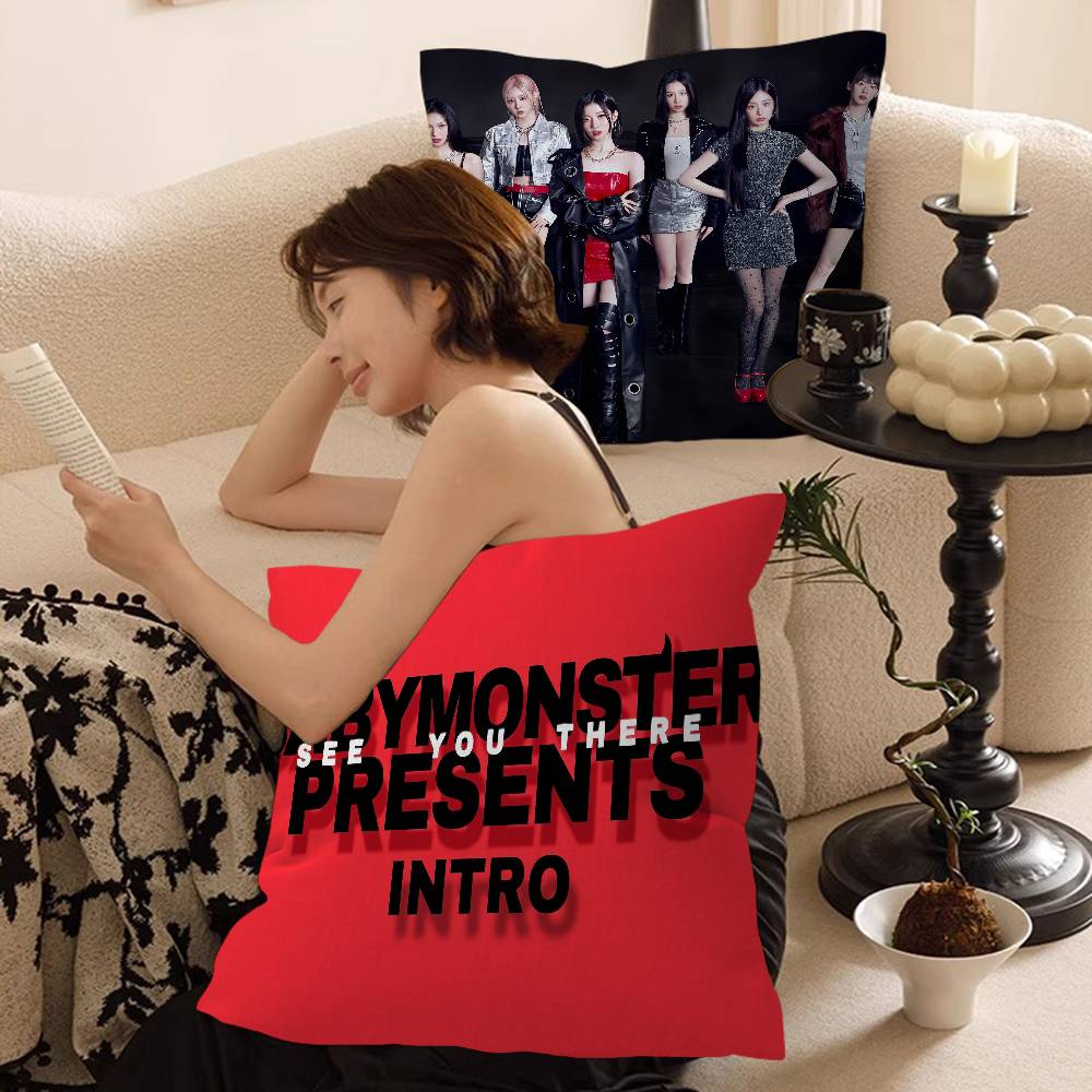 Grupa Dziewcząt B-BABYMONSTER 45*45cm Poszewka na Poduszkę Poszewka na Poduszkę Dekoracyjna Poszewka na Poduszkę Domowa Poszewka na Poduszkę Kanapową