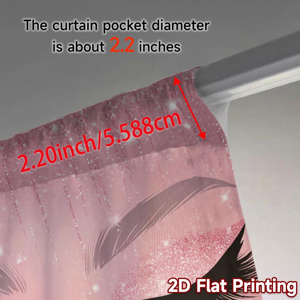 Set Of 2 Flat Printing Jit Curtains Without Rod Glamorous Lashes Pattern Popular Prints Room Curtain Sheer Polyester