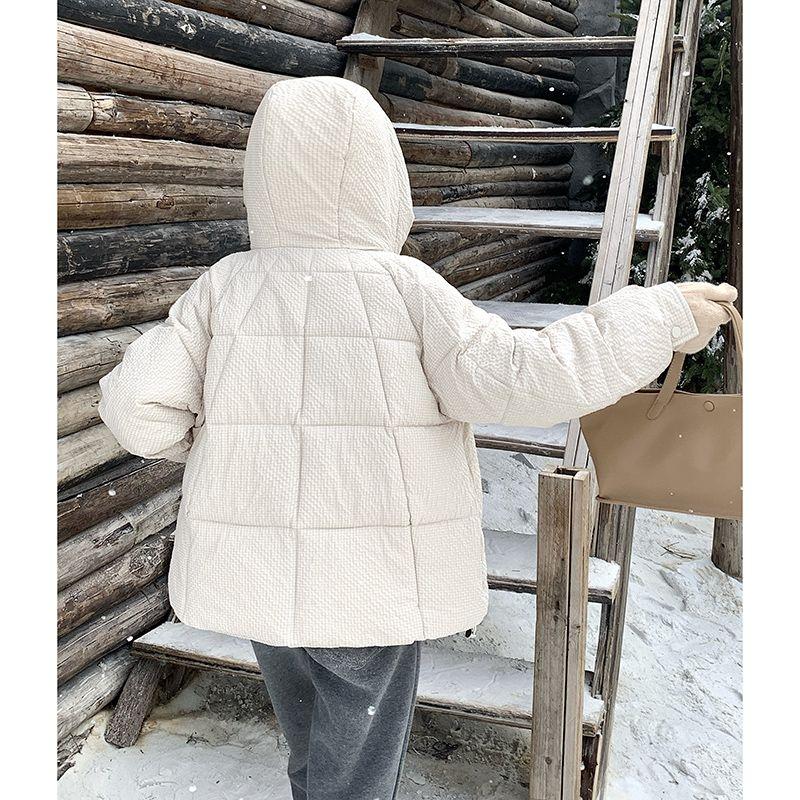 Winter Bread Cotton Jacket, Loose Fit Short Coat with Hood for Cold Season