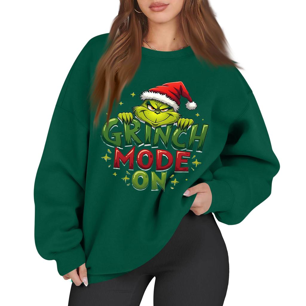 Women's Casual Fashion Long Sleeve Christmas Printed Round Neck Sweatshirt Top