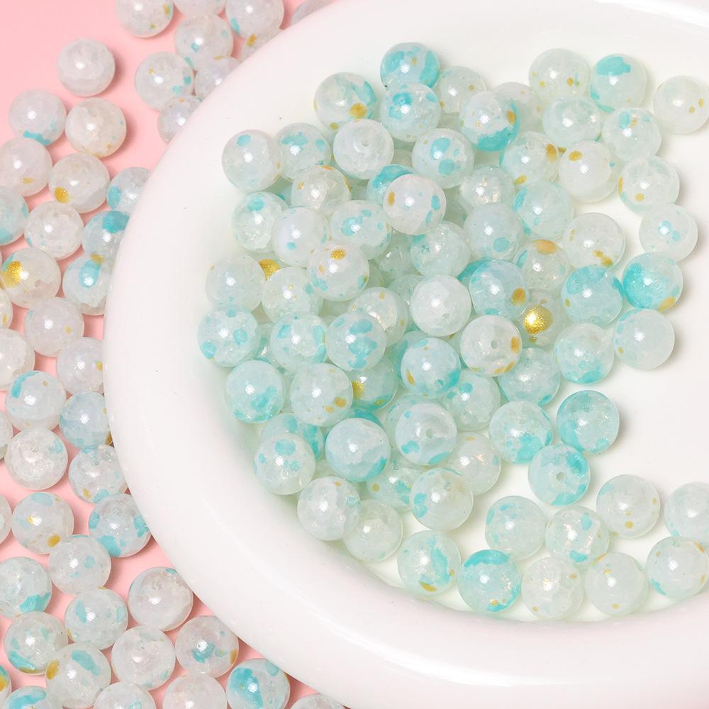 Yori 40pcs 10mm Imitation Crack Glass Beads Round Loose Spacer Beads for Jewelry Making DIY Bracelets Phone Chain Accessories