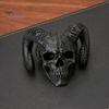 Personalized Goth Room Decor 3D Printed Goat Horn Skull Ornament, Gothic Ram Horned Devil Handmade Style Desktop Skull, Halloween Dark Statue for Home