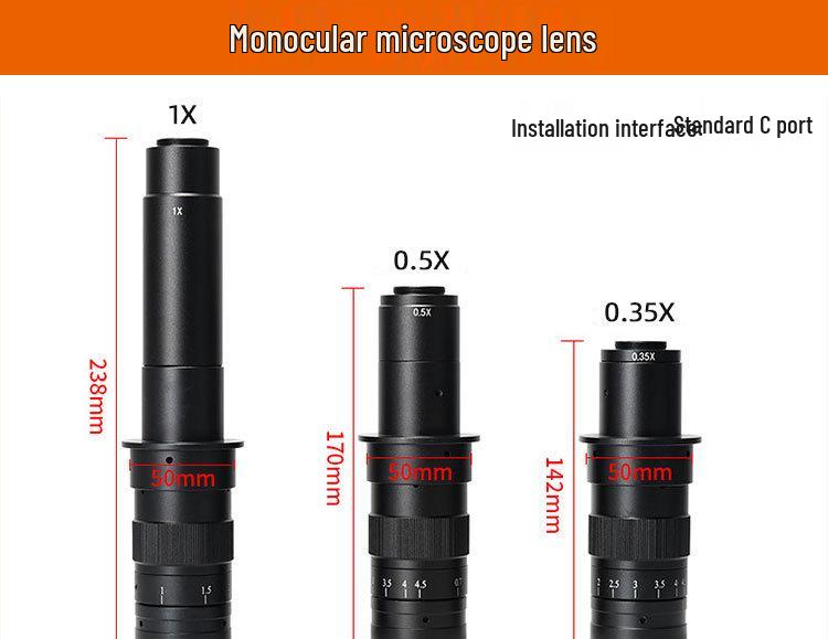 Ruixian Optics 10A Continuous Zoom Monocular Lens Eyepiece 0.35x/0.5x/1x C-Mount CCD Camera Parfocal