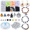 1 Box DIY Halloween Armband-Bastelset Enthält Acrylperlen mit Buchstaben Kürbis & Geist & Hexenhut Legierung Emaille Anhänger Gemischte Farbe