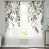Christmas Plants Eucalyptus Leaves Berries Snowflakes Sheer Curtains Gauze Curtain for Living Room Bedroom Voile Yarn Curtains
