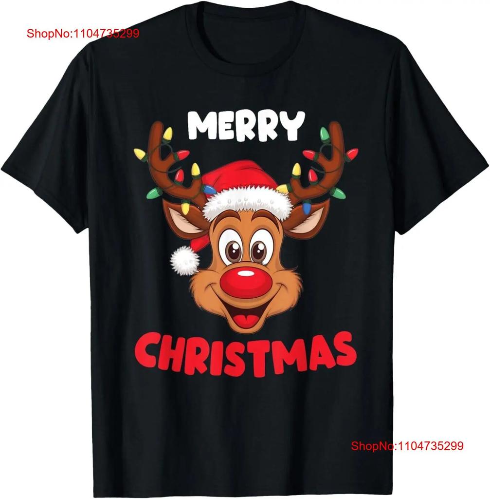 Merry Christmas Reindeer Santa Lights T Shirt Sweat Vintage Unisex Streetwear Homme Designer Clothes Soft Comfortable