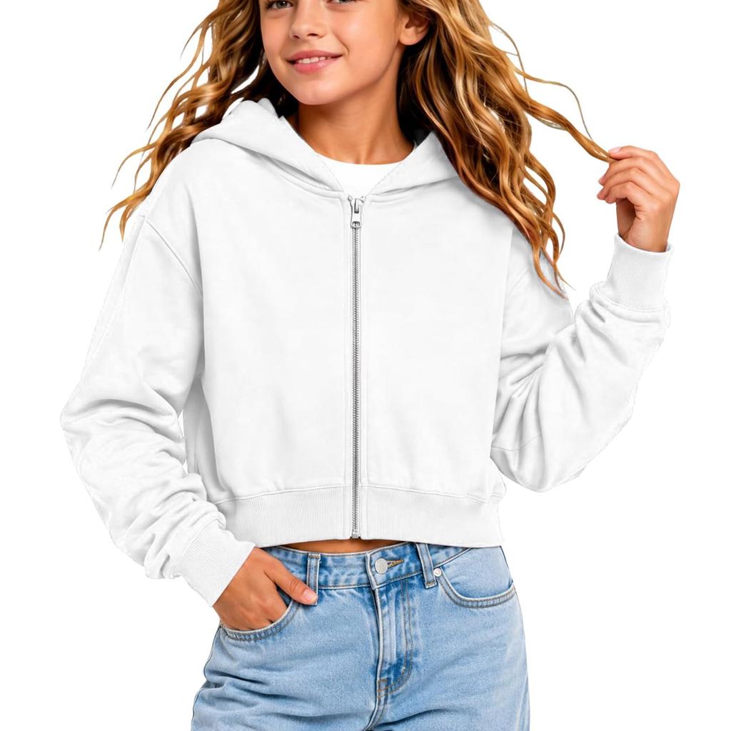 Kinder Farbiger Cropped Hoodie Lässige Jacke für Herbst Winter