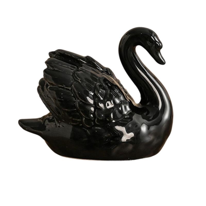 Künstlerische Keramik-Entenfigur in Schwarz oder Weiß Elegante Tierfigur für Schreibtisch-Dekoration und Heimdekoration