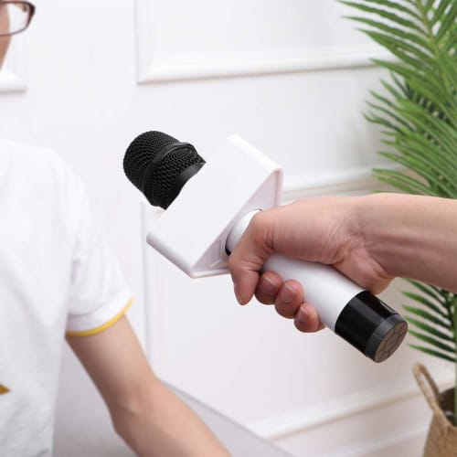 Operitacx 2-Piece ABS Microphone Flags for Studio, Square Microphone Mark, Portable Microphone Stand, Desk Microphone, Interview Microphone Handle, Mi