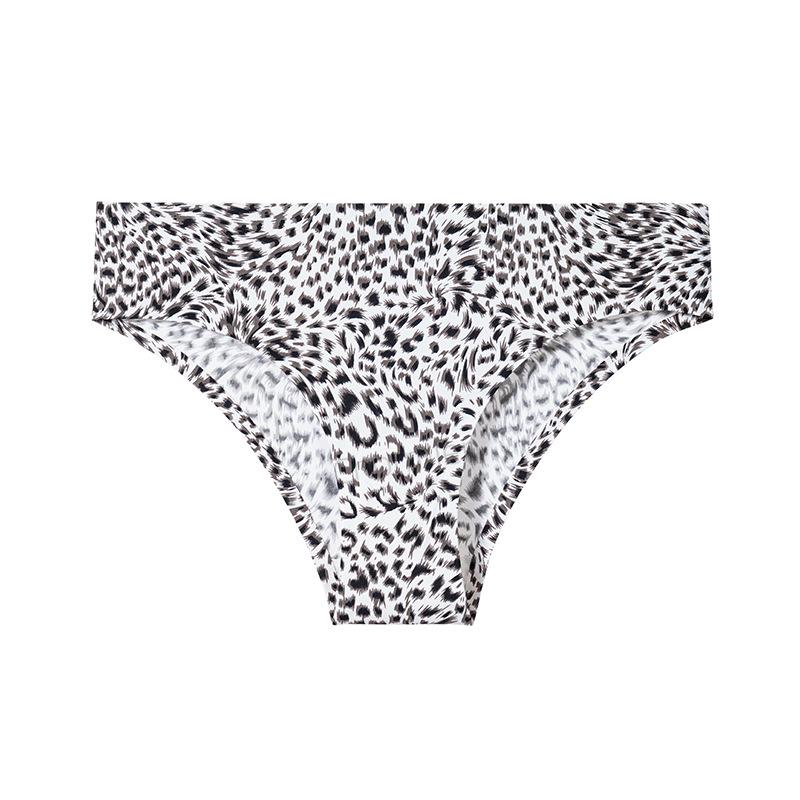 Personalized sexy leopard print briefs low waist European and American printing pure desire ice silk seamless invisible underwear women