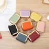 Solid Color Kiss Lock Coin Purse Genuine Leather Small Item Bag Leather Jewelry Bag  Earrings