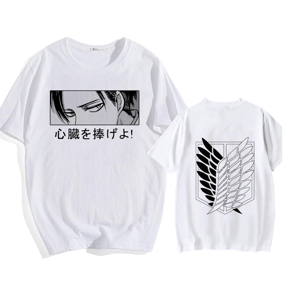Anime T-shirt New Cross-border Animation Printed Wings Casual Large Size Men's Pure Cotton Loose T-shirt Men's